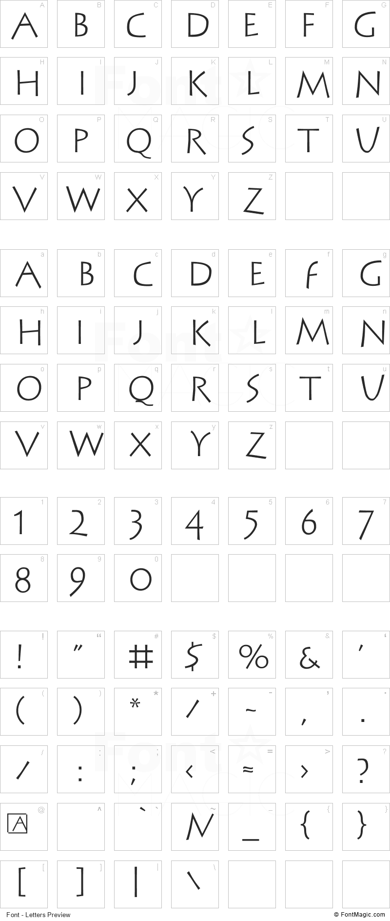 Stein Antik Font - All Latters Preview Chart